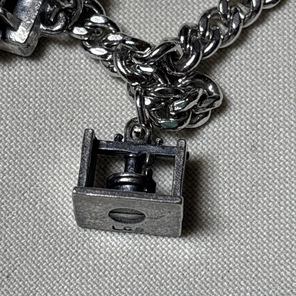 VINTAGE STERLING SILVER MINI TELEPHONE CHARMs Bracelet